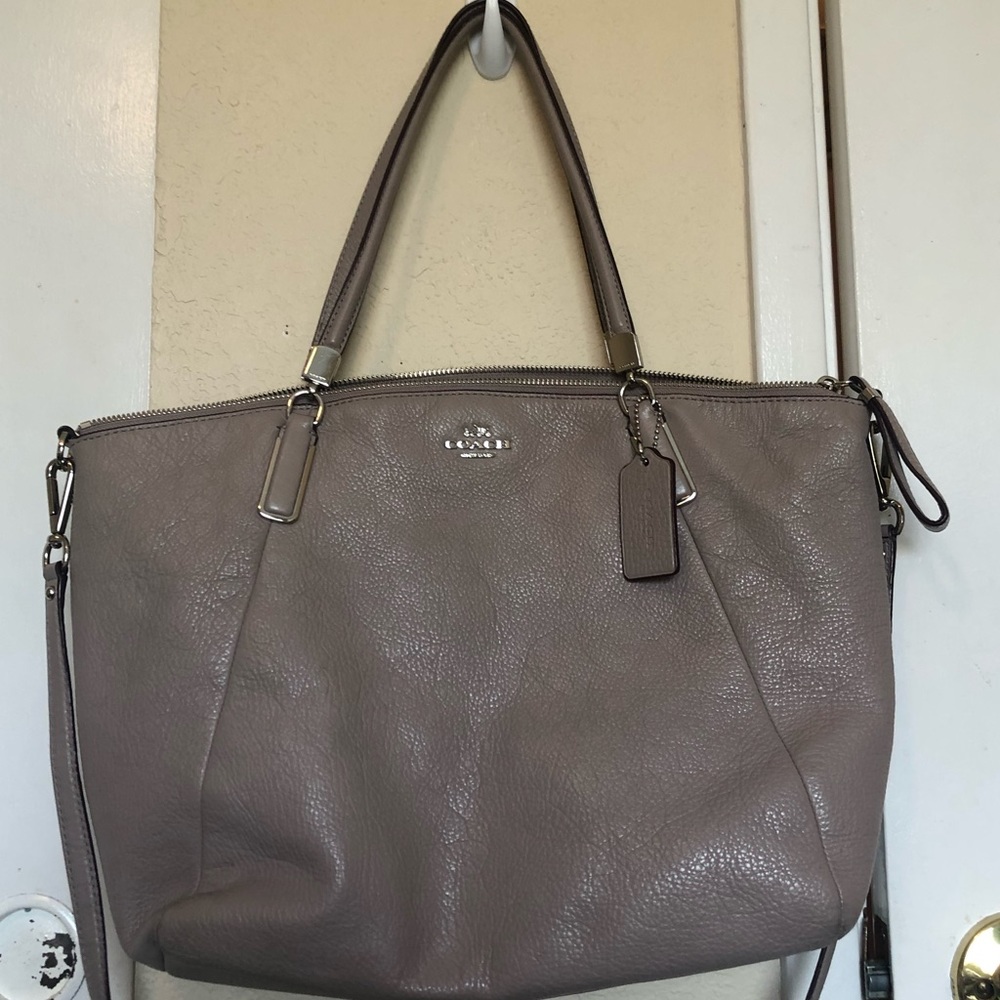 Coach Leather Tote Light Grey/Lavender